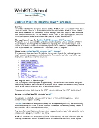 Certified Webrtc Integrator (CWI™) Program