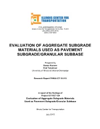 Evaluation of Aggregate Subgrade Materials Used As Pavement Subgrade/Granular Subbase