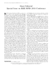 Guest Editorial Special Issue on IEEE RFID 2018 Conference