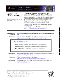 Induction of Therapeutic Tissue Tolerance Foxp3 Expression Is