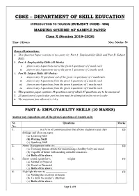 MARKING SCHEME of SAMPLE PAPER Class X (Session 2019–2020) Time: 2 Hours Max