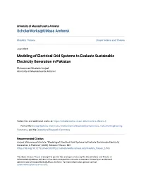 Modeling of Electrical Grid Systems to Evaluate Sustainable Electricity Generation in Pakistan