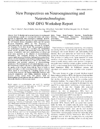 New Perspectives on Neuroengineering and Neurotechnologies: NSF-DFG Workshop Report