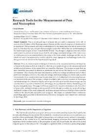 Research Tools for the Measurement of Pain and Nociception