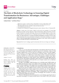 The Role of Blockchain Technology in Ensuring Digital Transformation for Businesses: Advantages, Challenges and Application Steps †