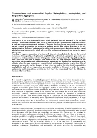 Transmembrane and Antimicrobial Peptides. Hydrophobicity, Amphiphilicity and Propensity to Aggregation