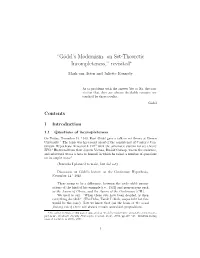 “Gödel's Modernism: on Set-Theoretic Incompleteness,” Revisited
