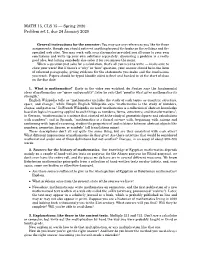MATH 15, CLS 15 — Spring 2020 Problem Set 1, Due 24 January 2020