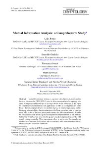 Mutual Information Analysis: a Comprehensive Study∗
