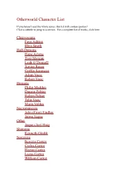 Otherworld Character List