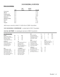 2020 BASEBALL in REVIEW Final 2020 Standings