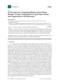 A Procedure for Computing Hydrocarbon Strain Energies Using Computational Group Equivalents, † with Application to 66 Molecules