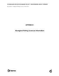 APPENDIX I Aboriginal Fishing Licences Information