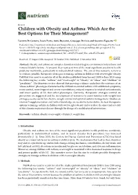 Children with Obesity and Asthma: Which Are the Best Options for Their Management?