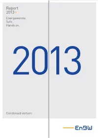 Enbw Report 2013: “Assumes”, “Forecasts”, “Potentially” E-Mail: Info@Investor.Enbw.Com 7 March 2014 Or “Continued” and Similar Expressions