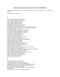 Final List of Registered Participants for the 2004 Meeting