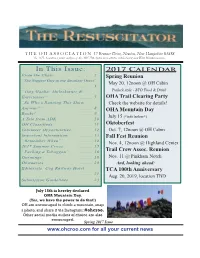 In This Issue: 2017 Calendar from the Chair