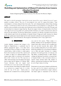 Modelling and Optimization of Ethanol Production from Cassava (Manihot Esculenta) Otaraku I