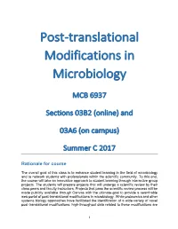 Post-Translational Modifications in Microbiology