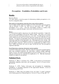 Precognition – Possibilities, Probabilities and Events Results