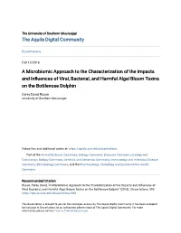 A Microbiomic Approach to the Characterization of the Impacts and Influences of Viral, Bacterial, and Harmful Algal Bloom Toxins on the Bottlenose Dolphin
