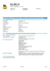 Eni OBI 10 Safety Data Sheet According to Regulation (EU) No