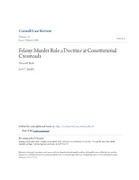 Felony-Murder Rule a Doctrine at Constitutional Crossroads Nelson E