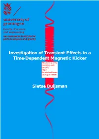 Ff Investigation of Transient E Ects in a Time-Dependent Magnetic Kicker Sietse Buijsman