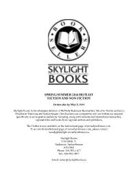 Spring/Summer 2014 Hotlist Fiction and Non-Fiction
