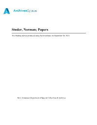 Studer, Norman; Papers Apap116