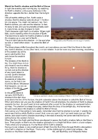 Watch for Earth's Shadow and the Belt of Venus in Both the Evening