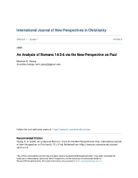 An Analysis of Romans 14:5-6 Via the New Perspective on Paul