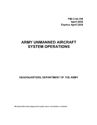Army Unmanned Aircraft System Operations
