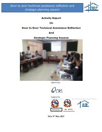 Door to Door Technical Assistance Reflection and Strategic Planning Session and Creating Platform to Develop Mutual Understanding
