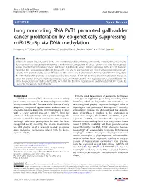 Long Noncoding RNA PVT1 Promoted Gallbladder Cancer Proliferation By