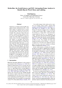 Media Bias, the Social Sciences, and NLP: Automating Frame Analyses to Identify Bias by Word Choice and Labeling
