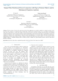 Natural Fiber Reinforced Green Composites with Epoxy Polymer Matrix and Its Mechanical Properties Analysis