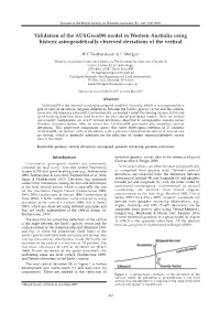 Validation of the Ausgeoid98 Model in Western Australia Using Historic Astrogeodetically Observed Deviations of the Vertical