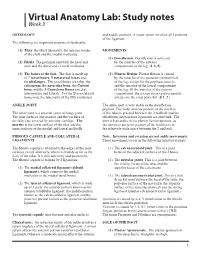 Virtual Anatomy Lab: Study Notes Week 3