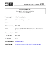 Iso/Iec Jtc 1/Sc 27/Wg 2 N 1804
