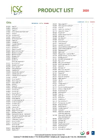 Product List 2020