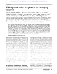 TBR1 Regulates Autism Risk Genes in the Developing Neocortex