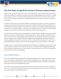Tire Test Data: Using MI for Product/Process Improvement