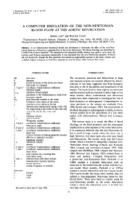 A Computer Simulation of the Non-Newtonian Blood Flow at the Aortic Bifurcation