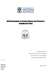 Brief Introduction to Forensic Science and Forensic in Australia and China
