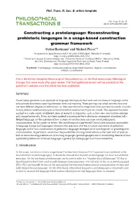Constructing a Protolanguage: Reconstructing Prehistoric