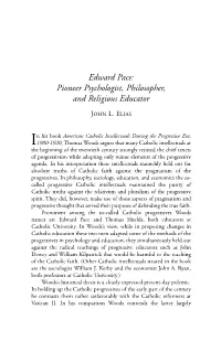Edward Pace: Pioneer Psychologist, Philosopher, and Religious Educator
