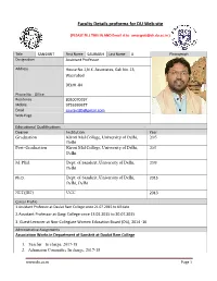 Faculty Details Proforma for DU Web-Site