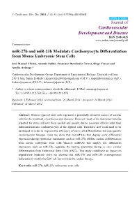 Mir-27B and Mir-23B Modulate Cardiomyocyte Differentiation from Mouse Embryonic Stem Cells