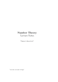 Number Theory Lecture Notes